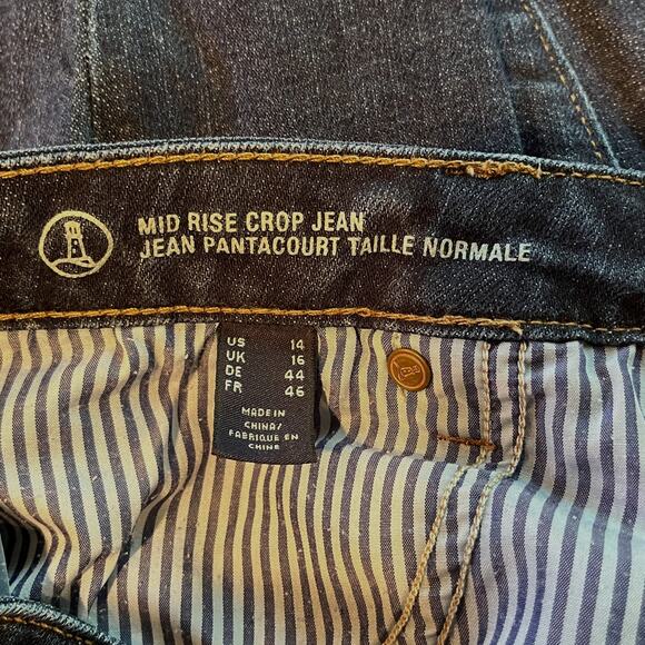 Lands' End Mid Rise Crop Capri Jean Women's 14 W34 L24 Stretchy Dark Rinse - Picture 3 of 4